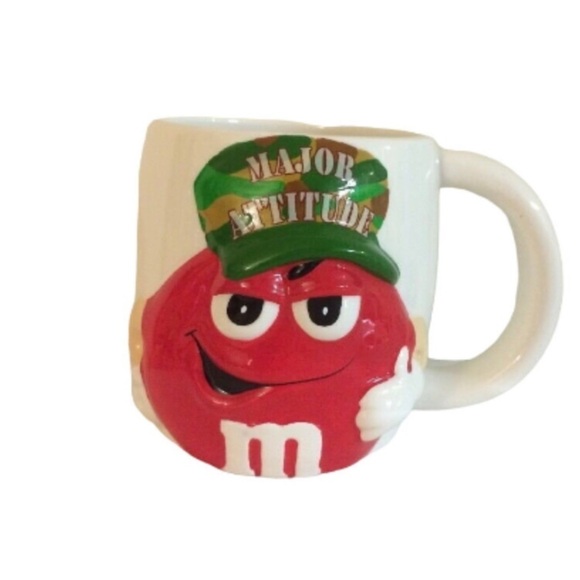 M&M Collector Coffee Tea Mug Cup Major Attitude Red Peanut Army Camo ‘06 Galerie - Picture 1 of 6